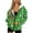 Beer Shamrock Gold Coin Rainbow, variant on Women's Full Zip Up Hoodie Fashion Oversized Sweatshirts Black Cat Shamrock Gold Coin and Irish flag Print Long Sleeve Casual Wear for St. Patrick's Day Outfits Jacket with Pockets, M