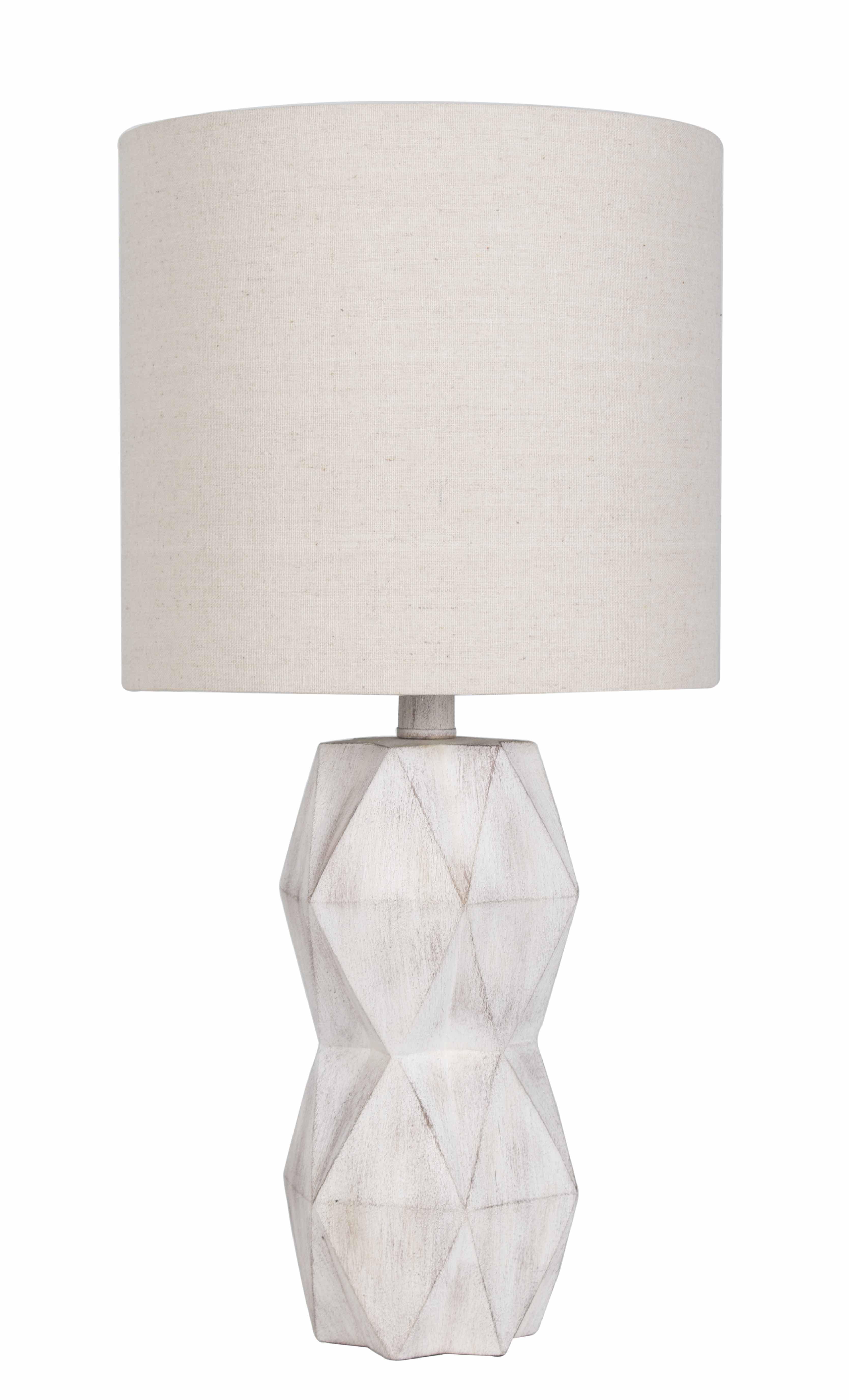 Better Homes & Gardens White Wash Faceted Faux Wood Table Lamp, 21"H