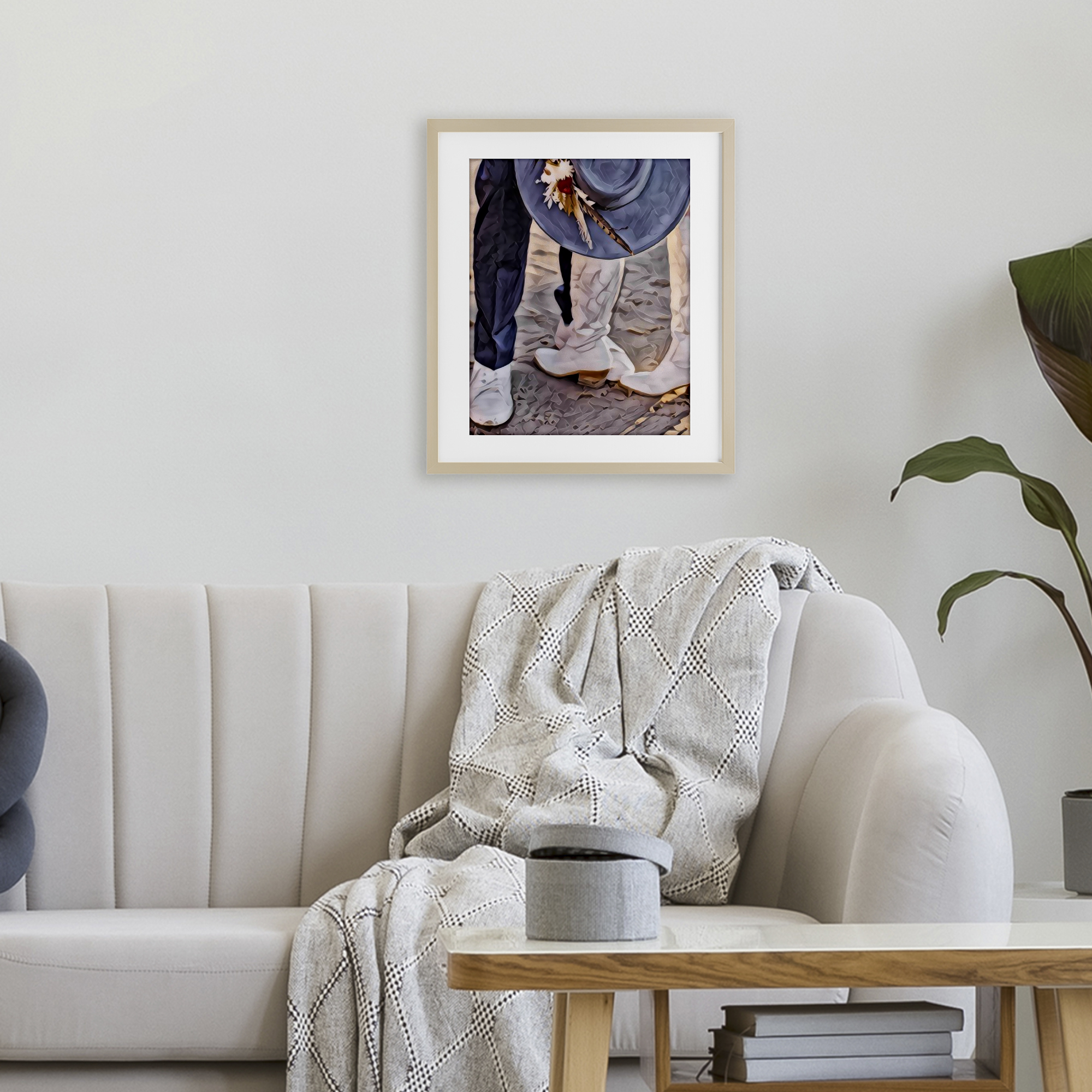 Elope In The Desert Birch Framed Print Under Glass, design by Jesse Keith