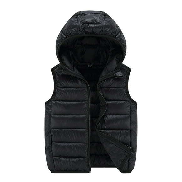 PMVFHDE Kids Clothes Kids' Winter Puffer Vest Sleeveless Hooded Warm Outerwear for Boys & Girls - Solid Color Cold Weather Coat Boys Coat&jacket