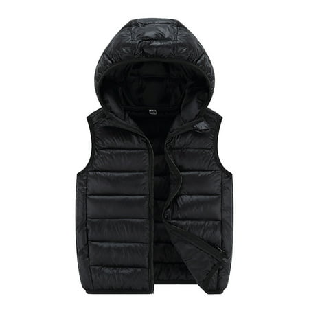 

Fsqjgq Boys Lightweight Jackets Size 8 Child Kids Toddler Baby Boys Girls Sleeveless Winter Solid Coats Hooded Jacket Vest Outer Outwear Outfits Clothes 7T Boys Winter Coat Polyester Black 150