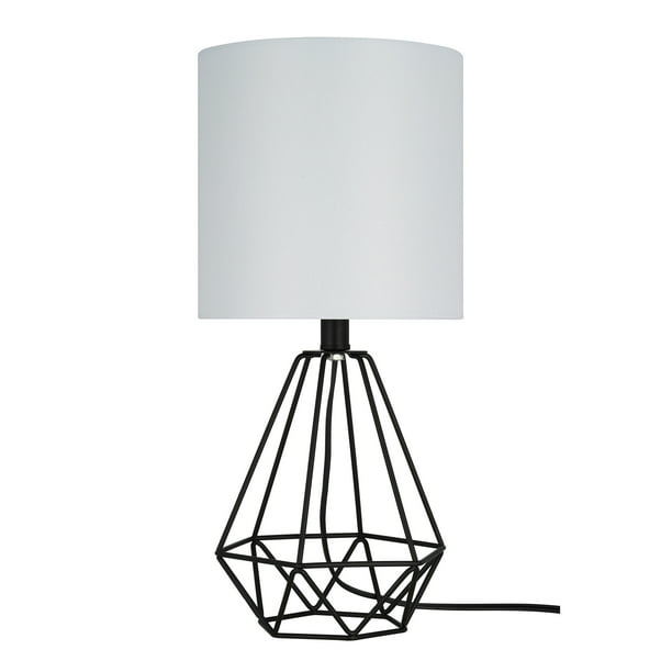Cresswell Lighting Matte Black Metal Table Lamp 17 25 H Com Cresswell Lighting Matte Black Metal, Black Metal Table Lamp With White Shade