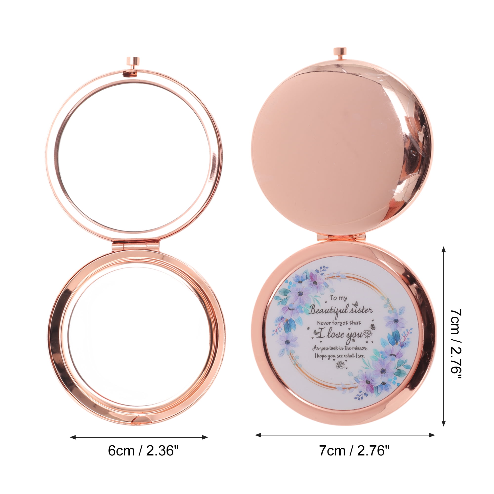 Unique Bargains Lightweight Makeup Mirror Rose Gold Tone 1 Pc