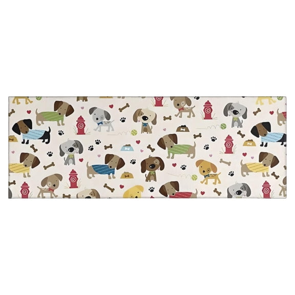 Rover Cream Dogs Bone Kitchen Rug Mat,Kitchen Runner Rugs Non Skid Washable,Decorative Kitchen Floor Mats for Kitchen,Sink,Laundry,17"X47"