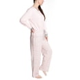 thumbnail image 3 of Hanes Women's Holiday Hibernation Longsleeve Top and Pajama Bottom French Terry Sleep and Lounge Set, Pink/Cotton Candy, Medium, 3 of 4