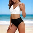 thumbnail image 2 of Womens Bikini Sets Women's Elegant Tankini with High Waisted Swim Top and Bottom Stylish Poolwear Summer Beachwear Solid Color Spaghetti Strap Sleeveless White S, 2 of 6