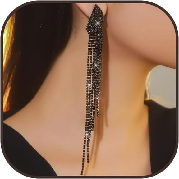 Rhinestone Tassel Earrings For Women Bling Sparkly Long Tassel Earrings Prom Earrings Bling Crystal Chandelier Earrings Wedding Party Prom Dress Outfit Jewerly Gifts For Her[Z1]
