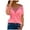 Hot Pink, variant on Buigttklop Womens Tops 2024 Fashion Womens Summer V-Neck Casual Lace Patchwork Solid Caims Blouse Top