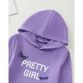 thumbnail image 4 of Kucnuzki 7 Years Big Girls Outfit Set 8 Years Girl Youth Kid Child Winter Clothes Sets Long Sleeves Letter Pullover Hoodie Sweatshirt Hooded Slim Plaid Dress Skirt Sets 2PCS Warm Clothing Purple, 4 of 8
