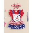 thumbnail image 2 of Suealasg Baby Girls 4th of July Outfit Short Sleeves Rompers +Star Stripe Suspender Skirt +Headband 3 6 12 18 Months Newborn Girls Independence Day Patriotic Party Clothes, 2 of 7