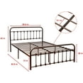 thumbnail image 5 of Queen Size Metal Bed Frame Platform with Headboard and Footboard Brown Finish, 5 of 7