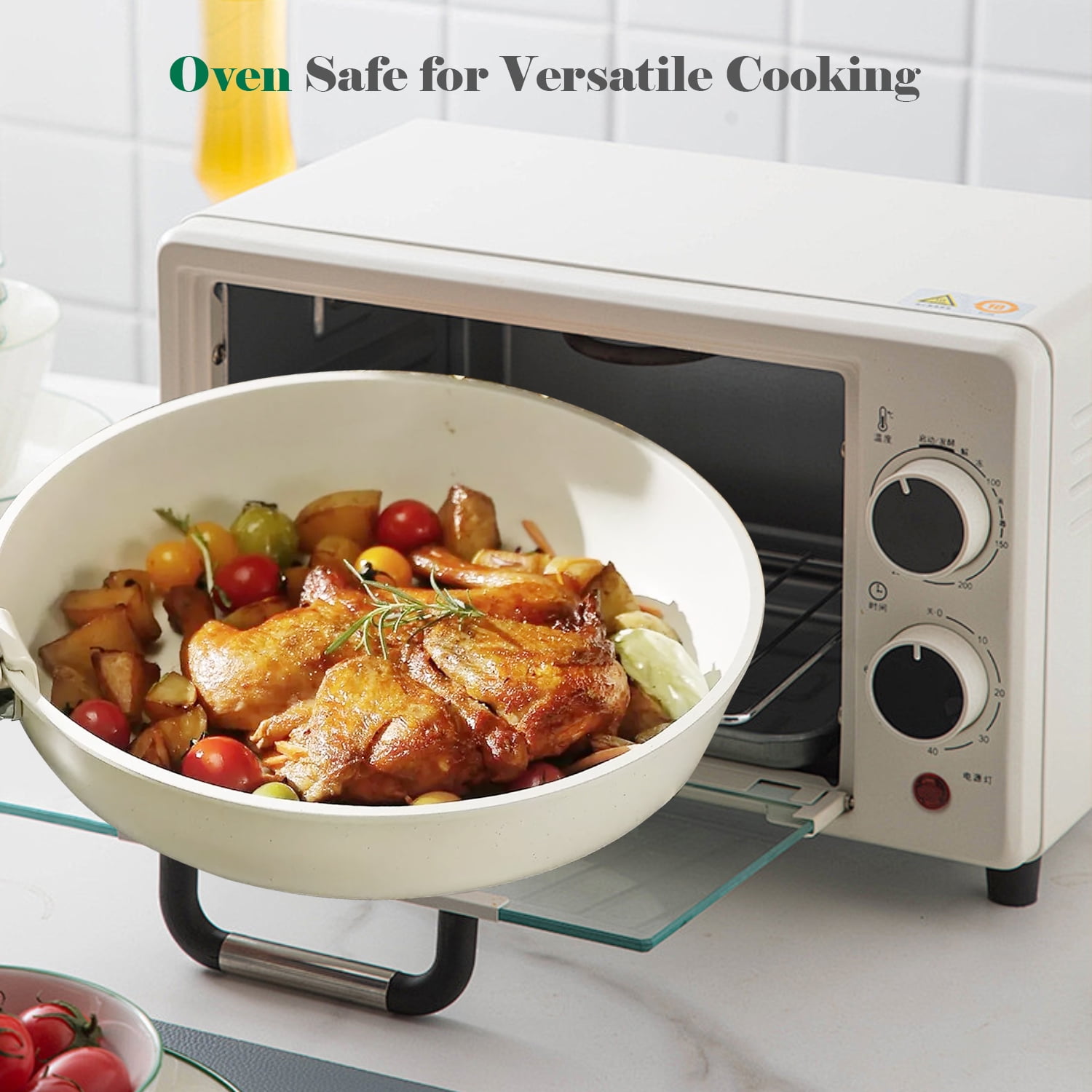 Smiaoer 12-Piece Nonstick Granite Cookware Set, Detachable Handles