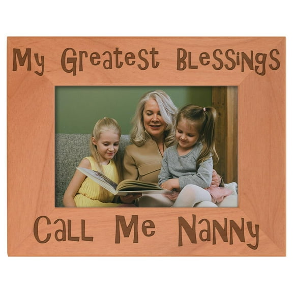 ThisWear Gift for Grandma Blessings Call Me Nanny Wood Laser Engraved Landscape 4x6 Picture Frame