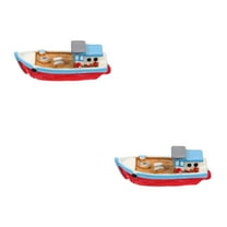 unbranded 2pcs Miniature Resin Boat Figurine Mini Boat Model Beach Theme Mini Boat Figure Home Decor