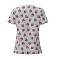 thumbnail image 4 of Naloa Hand Drawn Strawberry Print T-Shirts Short Sleeve V Neck Tees for Women Fashion Tops Trendy Lightweight Soft Casual Summer Outfits Clothes, 4 of 5