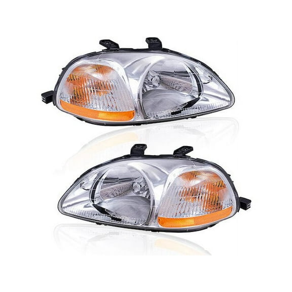 Headlight Assembly Set - Compatible with 1996 - 1998 Honda Civic 1997
