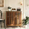 thumbnail image 2 of Algherohein Modern Sideboard Buffet with Slatted Barn Doors, Wood Accent Storage Consol, TV Stand, Coffee Bar for Dining Room, Walnut 2 Doors, 2 of 6