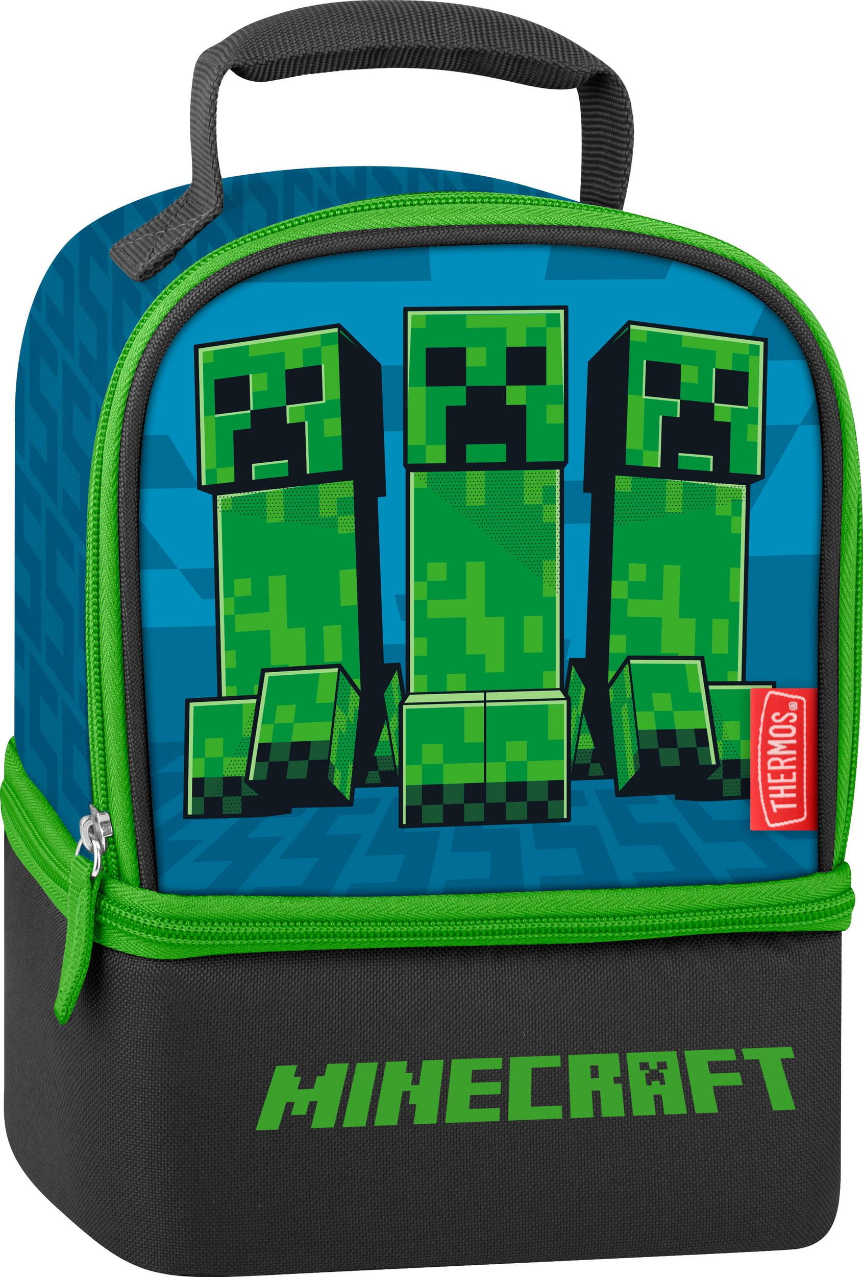 Thermos Minecraft Creeper Insulated Lunch Bag Dual Compartment NEW 