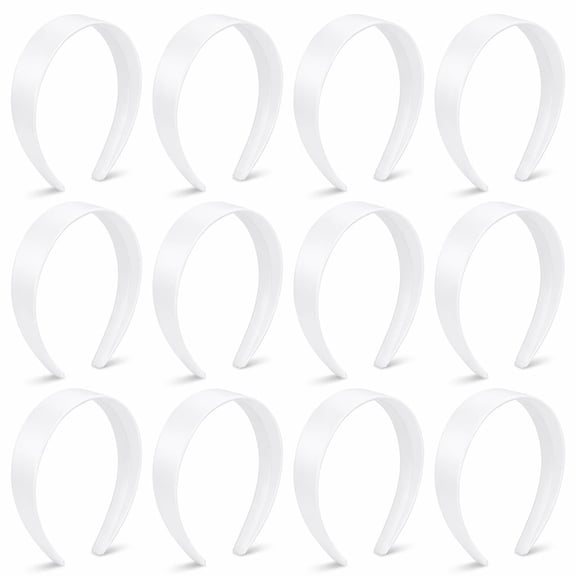 YEMNPIOS 12 Pcs Plastic Headbands Wide Hard Plain Craft Headband Hairband for DIY Hair Accessories Women 1.5 Inch White