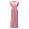 thumbnail image 5 of Frostluinai plus size dress for women Women's Summer Maxi Dress Cotton and Linen Dresses Sleeveless Crew Neck Casual Loose Long Beach Retro Dresses with Pockets, 5 of 6