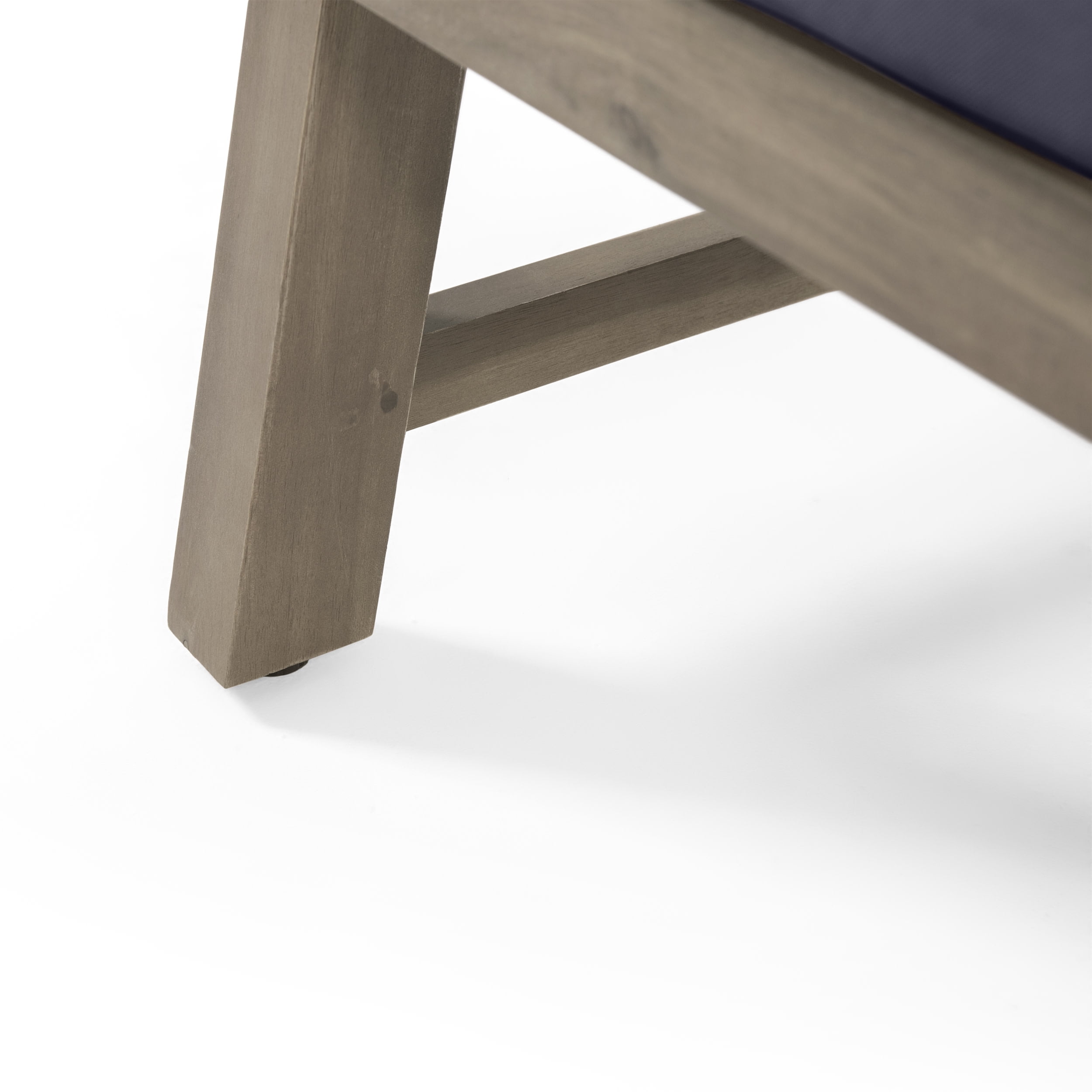 Sasha Acacia Wood Outdoor Ottomans with Cushion, Set of 2, Gray and Dark Gray
