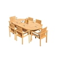 thumbnail image 1 of Grade-A Teak Dining Set: 6 Seater 7 Pc: 94" Oval Table And 6 Clipper Stacking Arm Chairs Outdoor Patio WholesaleTeak #51CP2207, 1 of 6