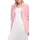 thumbnail image 2 of Chaqueta de Trabajo Informal Ligera para Mujer, con Solapa, Mangas Cuartos, Plisada Elástica, Forrada y Bolsillos Rosa XL, 2 of 9
