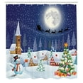 thumbnail image 3 of Ambesonne Christmas Shower Curtain, Winter Landscape, 69"Wx84"L, White Blue, 3 of 5