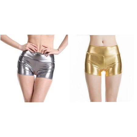 2-Pack Women Solid Bare Imitation Leather Lingerie Pants Slim Short Pants Women s Shorts with Pockets Dressy Short Dresses for Women Summer Shorts for Women Swim Shirt Women Short Sleeve