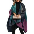 thumbnail image 3 of APTOCO Winter Scarf Shawls for Women, Plaid Sweater Poncho Cape Coat Open Front Blanket Shawls and Wraps, Purple, 3 of 8