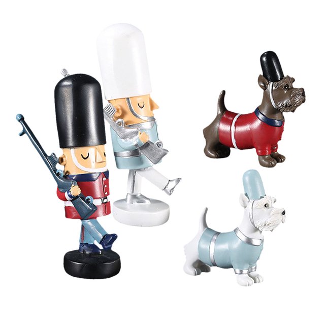 2x Cascanueces de Madera Sunnimix Y Figuras de Perros Cascanueces Ornamento de Decoración de Navidad Soldado de Cascanueces