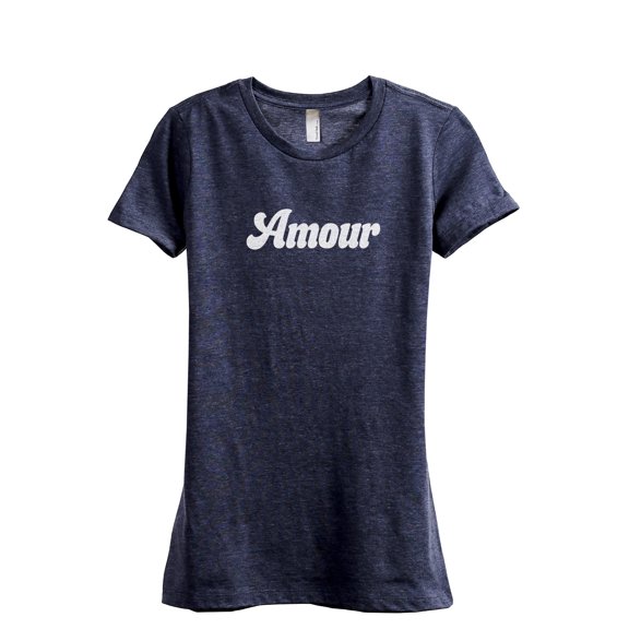 Amour Women's Fashion Relaxed T-Shirt Tee Heather Navy Small