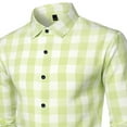 thumbnail image 6 of Men's Plaid Button Down Shirts Long Sleeve Dress Shirts Regular Fit Gingham Shirt Business Work Tops, 6 of 7