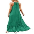 thumbnail image 2 of Women Summer Sleeveless Dress Floral Patterns Ruffled Neckline High-low Hem Cute Dress, 2 of 6