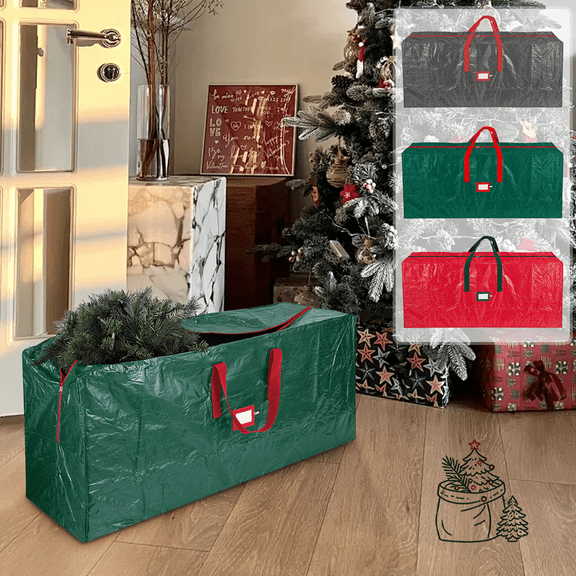 Water‑Resistant Artificial Christmas Tree Storage Bag, Upright Tree Dust Cover 65x30x15 Inches, Xmas Decor Organizer for Holiday Decoration Storage, Farmhouse Christmas Decor & New Year Home Decor