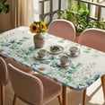 thumbnail image 3 of Green Eucalyptus Leaves Table Cloths for 4 Foot Rectangle Tables, Daisy Summer Botanical Watercolor Patio Waterproof Elastic Fitted Tablecloths, Washable Rectangular Table Cover for Camping, 3 of 8