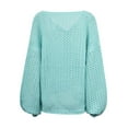 thumbnail image 5 of IROINNID Women's Cardigan Open Front Jacket Solid Color Long Sleeve Leisure Sweater Coat Top Cardigan Loose Hollow Out Coat, Mint Green, 5 of 9