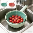 thumbnail image 1 of YYV Double-Layer Rotating Salad Spinner Colander with Handle Multi-Function Draining Basket for Fruit Vegetable Washing Pasta Straining Rotating Sieve Kitchen Gadget, 1 of 9