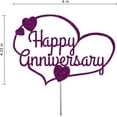 thumbnail image 2 of Happy Anniversary Glitter Cake Topper, Party Decorations, Sturdy Doubled Sided Glitter, Acrylic Stick (Purple), 2 of 4