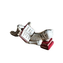 Funny Skeleton Reading Figurine Set – Resin Skeleton Statues for Halloween Decor, Spooky Book Lover Shelf Decorations,Gothic Skull Statue for Office, Home, or Library–lying skeleton