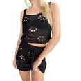 thumbnail image 2 of Lucakuins, conjuntos de verano de 2 piezas para mujer, camisetas sin mangas de punto recortadas de ganchillo y minifalda elástica, ropa de calle estética, ropa de playa Lucakuins moda, 2 of 7