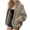 Khaki, variant on IFNWSV Womens Shearling Jacket Solid Stand Collar Long Sleeve Zip Up Faux Fluff Thickened Coat with Pockets