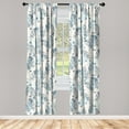 thumbnail image 3 of Ambesonne Ethnic Curtains, Circles Pattern Feathers Art, Pair of 28"x95", Pale Cadet Blue and White, 3 of 5