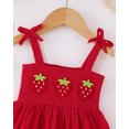 thumbnail image 4 of 6 Months Baby Girls Dress 12 Months Girls Sleeveless Dress Strawberry Solid Color Infant Girls Off-the-shoulder Summer Suspender Dress Red, 4 of 7