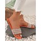 thumbnail image 2 of Women Rhinestone & Faux Pearl Decor Slide Sandals, Fashion Summer Flat Sandals, 2 of 4