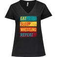 thumbnail image 3 of Inktastic Eat Sleep Wrestling Repeat Gift Women's Plus Size V-Neck T-Shirt, 3 of 5