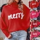 thumbnail image 5 of Suéter rojo de cuello alto con letras para mujer, otoño invierno 2024, manga larga, Año Nuevo, Navidad, informal, moda urbana para mujer, 5 of 5