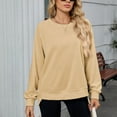 thumbnail image 5 of SWSMCLT Women's Long Sleeve Sweatshirt Fashion Fall Crewneck High Low Pullover Tops Soft Loose Ribbed Sweatshirts Yellow X-Large, 5 of 5
