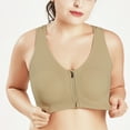 thumbnail image 3 of Deepwonder Women's Zip Front Sports Bra Wireless Post-Surgery Bra Active Yoga Sports Bras(Complexion,L), 3 of 7