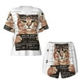 thumbnail image 5 of "Wukai Cat Holding Mugshot Sign Women's Pajama Set - Short-Sleeve Top and Shorts with Elastic Waistband and Pockets for Loungewear, Yoga, and Casual Wear-XX-Large, 5 of 8